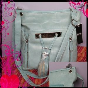 Nicole Miller New York Fulltime Vintage Teal crossbody bag.